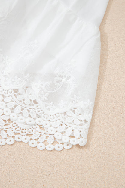 White Lace Ruffle Tiered Shorts